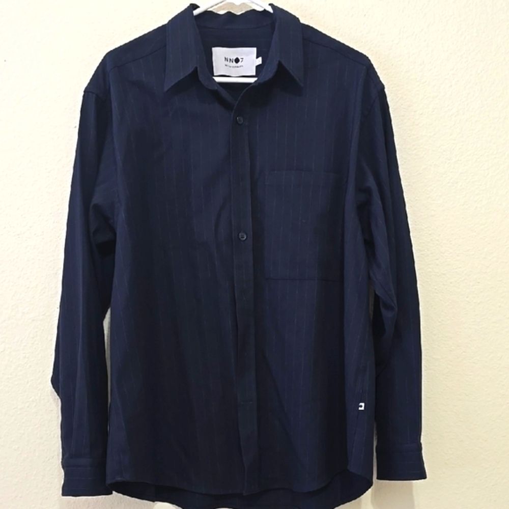 NN07 No NationalityBlue‎ Casual Button Down Shirt with Relaxed Fit L